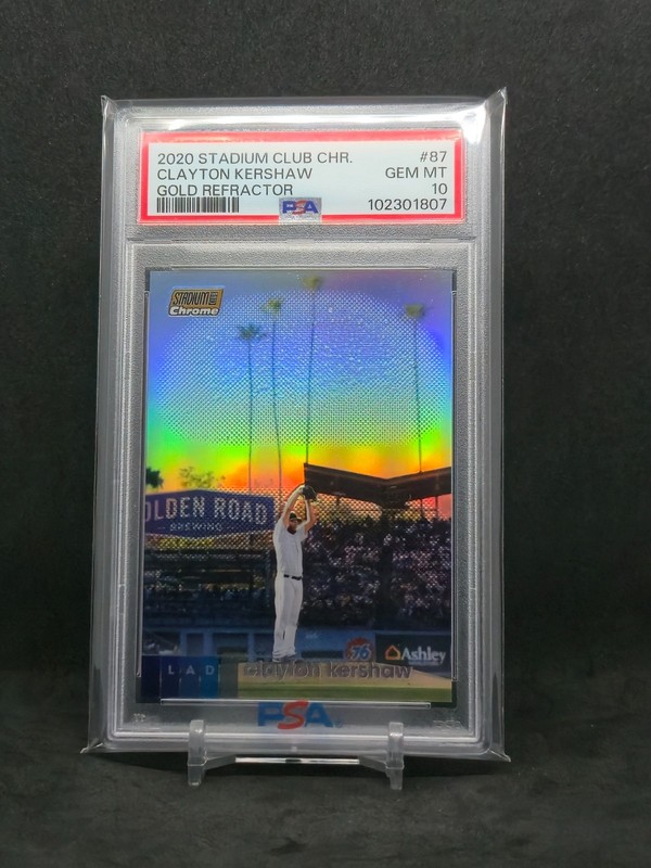 2020 Topps Stadium Club Chrome - Clayton Kershaw Gold Refractor /50 #87 PSA 10 view 2