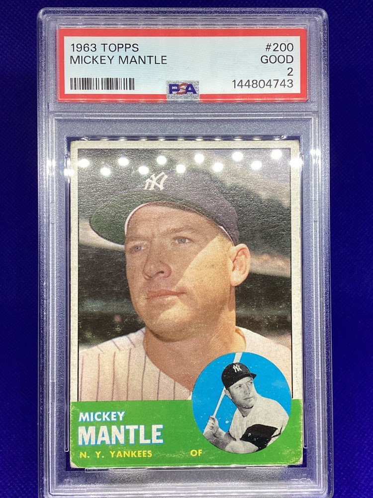 1963 Topps #200 MICKEY MANTLE PSA 2 GOOD. Great eye appeal