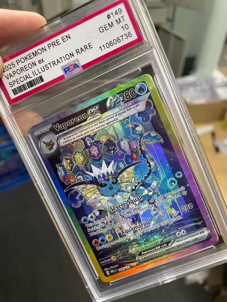 2025 Pokemon English SV8a Vaporeon ex SAR #149 PSA 10 GEM MT DIY Custom Art Card