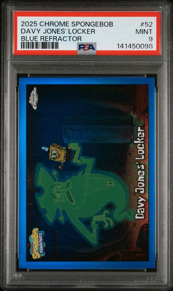 2025 TOPPS CHROME SPONGEBOB 25TH ANNIVERSARY BLUE DAVY JONES' LOCKER /150 PSA 9
