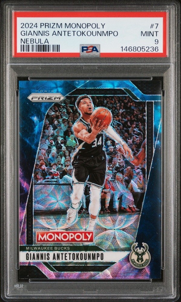 2024 PANINI PRIZM MONOPOLY NEBULA #7 GIANNIS ANTETOKOUNMPO PSA 9