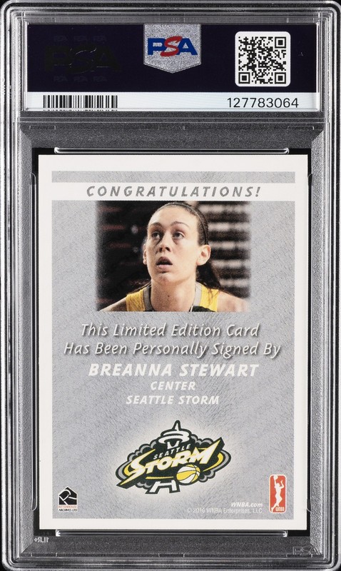 2016 RITTENHOUSE WNBA AUTO ACTION BREANNA STEWART ROOKIE RC PSA 9 AUTO view 2