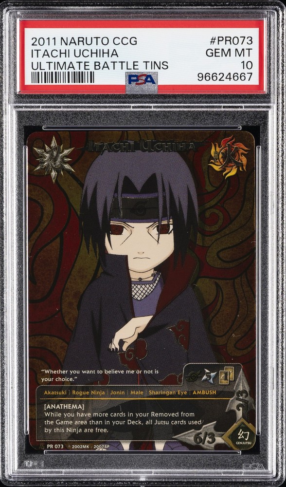 2011 NARUTO CCG ULTIMATE BATTLE TINS #PR073 ITACHI UCHIHA PSA 10