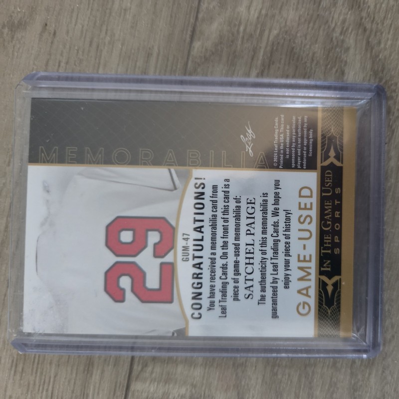 2024 Leaf In the Game used Satchel Paige GU Jersey   Cleveland Indians 13/15 view 2