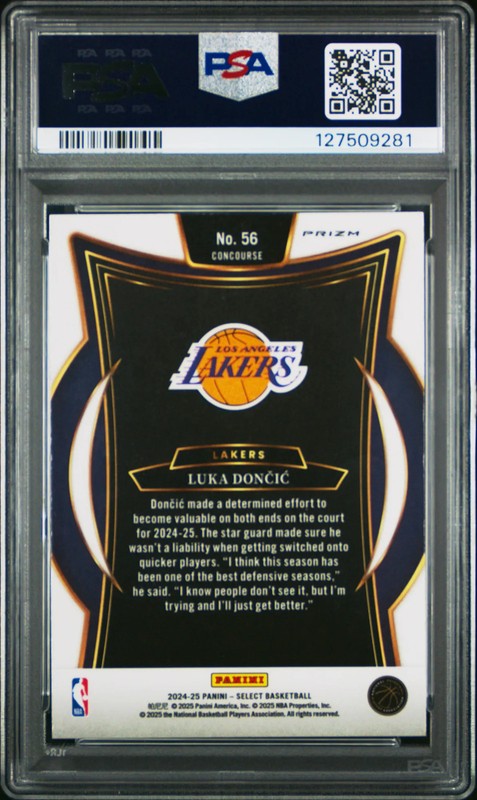 2024 Panini Select Luka Doncic #56 Blue Prizm PSA 10 view 2