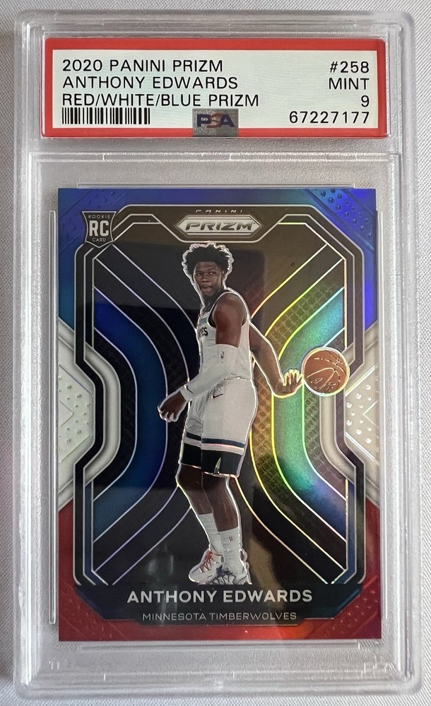 Panini Prizm 2020-21 Anthony Edwards #258 Red/White/Blue Prizm RC PSA 9🔥🔥🔥