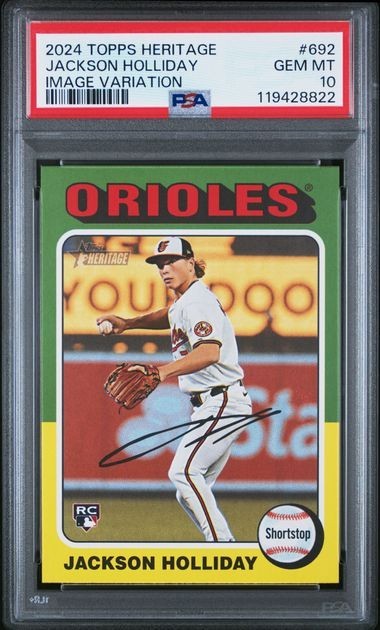 2024 TOPPS HERITAGE 692 JACKSON HOLLIDAY RC (Rookie) IMAGE VARIATION **PSA 10**
