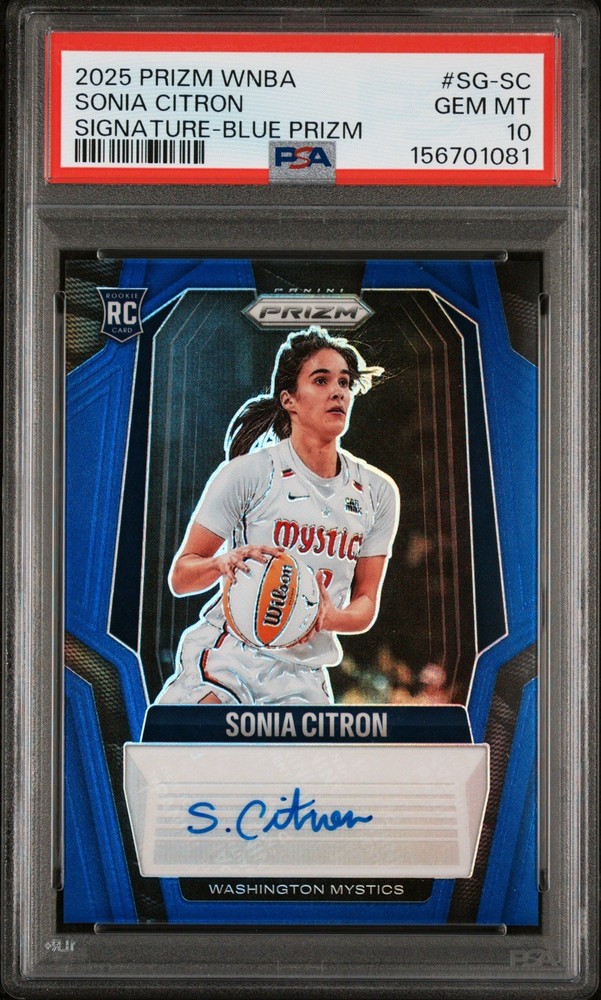 2025 Panini Prizm WNBA Blue Sonia Citron ROOKIE AUTO /75 #SG-SC PSA 10 GEM MINT