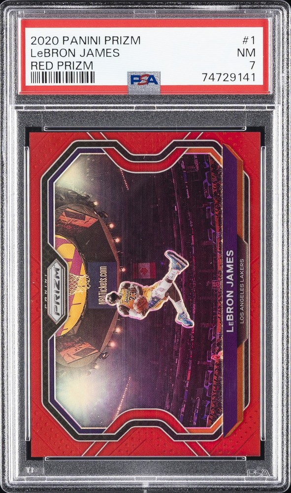 2020 PANINI PRIZM RED PRIZM #1 LEBRON JAMES 7/299 PSA 7