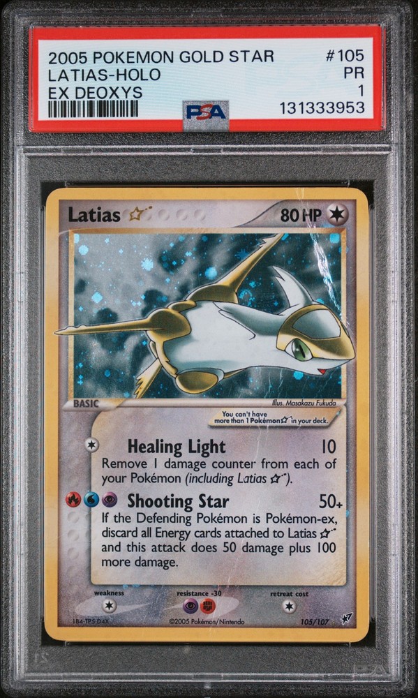 2005 POKEMON EX DEOXYS GOLD STAR #105 LATIAS-HOLO PSA 1