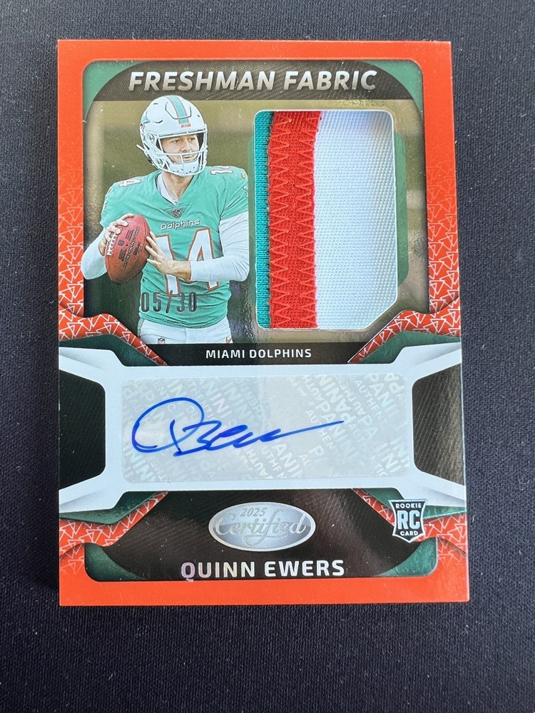 2025 Panini Certified Freshman Fabric Rookie Patch Auto Quinn Ewers Dolphins /30