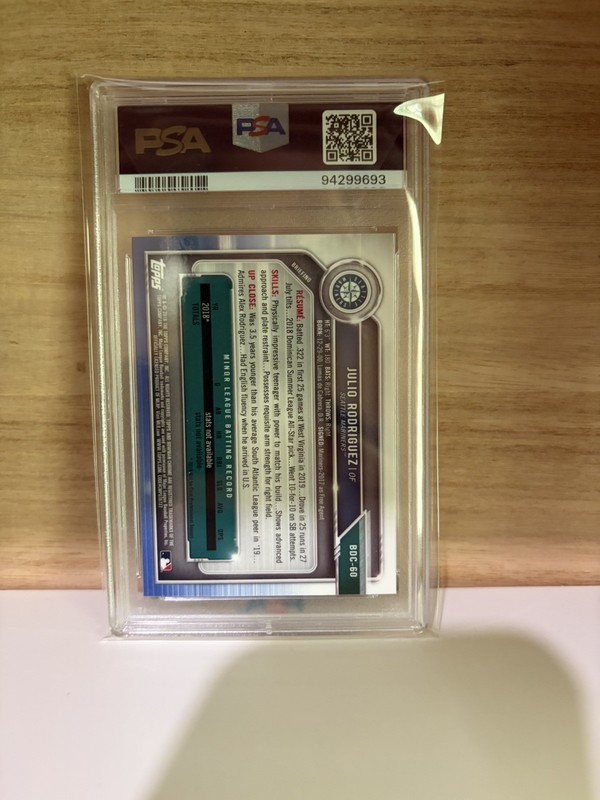 💎JULIO RODRIGUEZ 2019 BOWMAN CHROME #60 PSA 10 GEM MINT RC Rookie💎 view 2