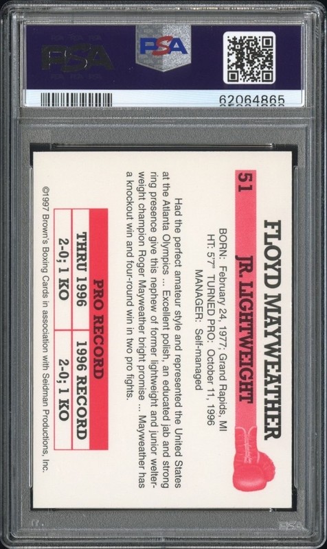 Floyd Mayweather Jr. 1997 Brown’s Boxing Rookie RC #51 PSA 8 NM-MT GOAT 🐐🔥💎👀 view 2