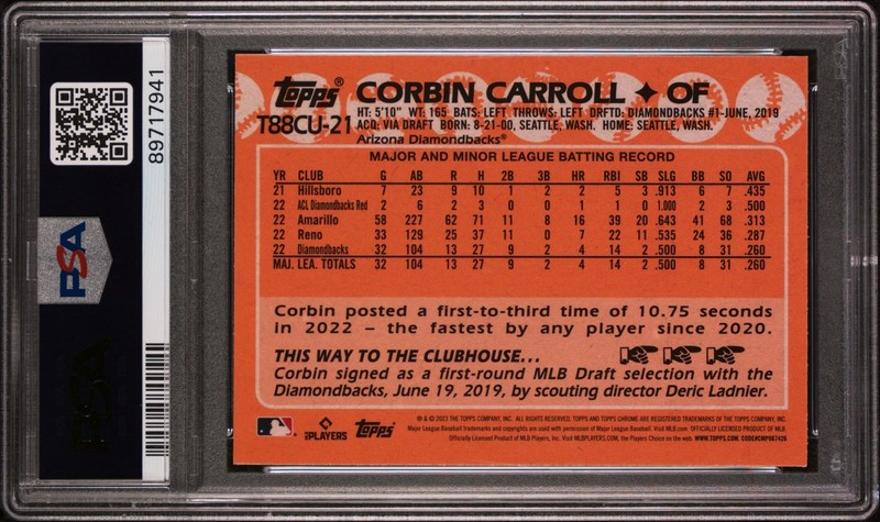2023 Topps Chrome Silver Update 🔥CORBIN CARROLL🔥 Rookie PSA 10 💎 Gem Mint view 2