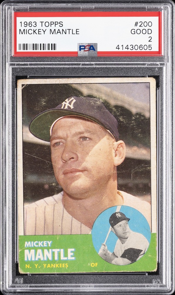 1963 TOPPS #200 MICKEY MANTLE PSA 2