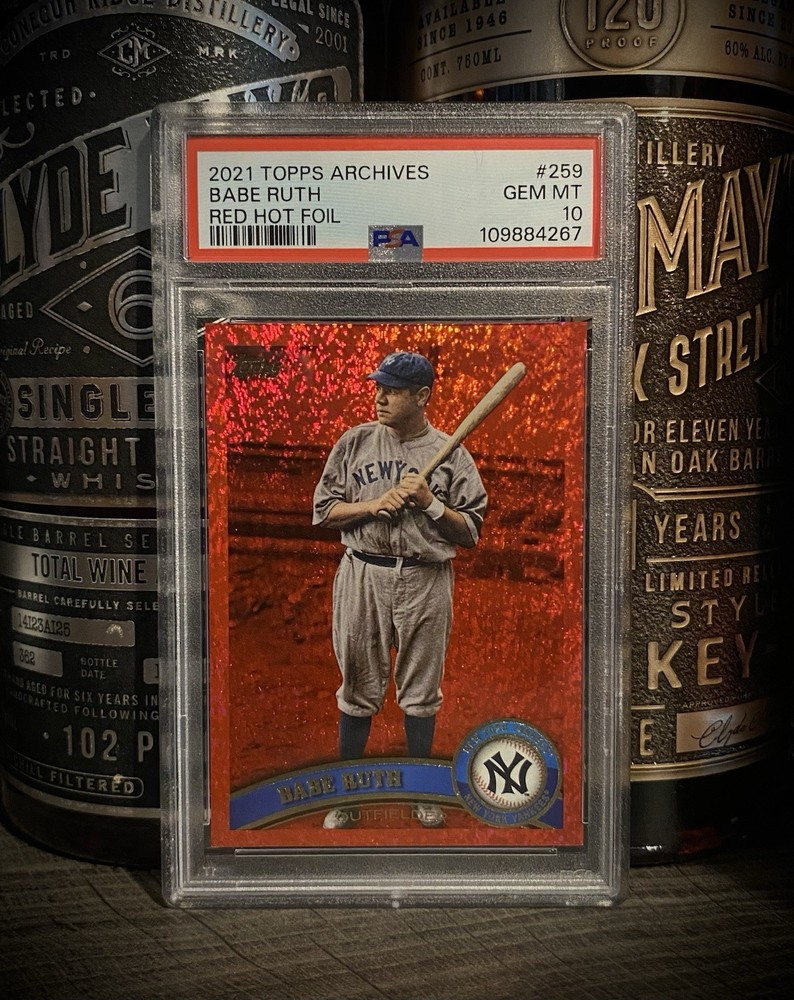George Herman Babe Ruth PSA 10 GEM MINT 2021 Topps Archives Red Hot Foil 38/50