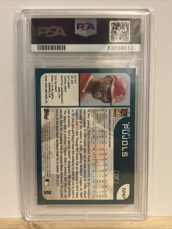 2001 TOPPS TRADED- ALBERT PUJOLS #T247 (RC) PSA 9 MINT view 2