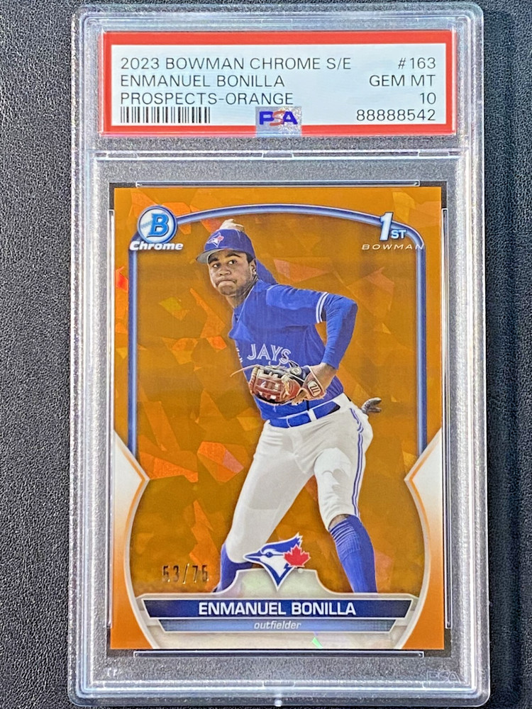 ENMANUEL BONILLA 2023 Bowman Chrome 1st ORANGE SAPPHIRE REFRACTOR PSA 10 Gem /75
