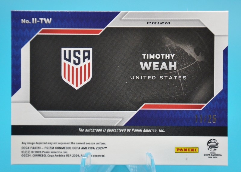 2024 Prizm Copa America Timothy Weah International Ink Silver Auto /25 view 2