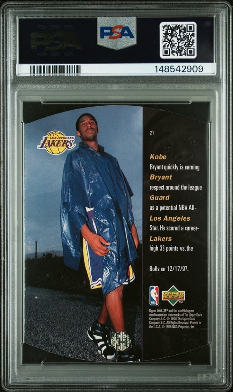 1997 SPX #21 KOBE BRYANT PSA 8 view 2