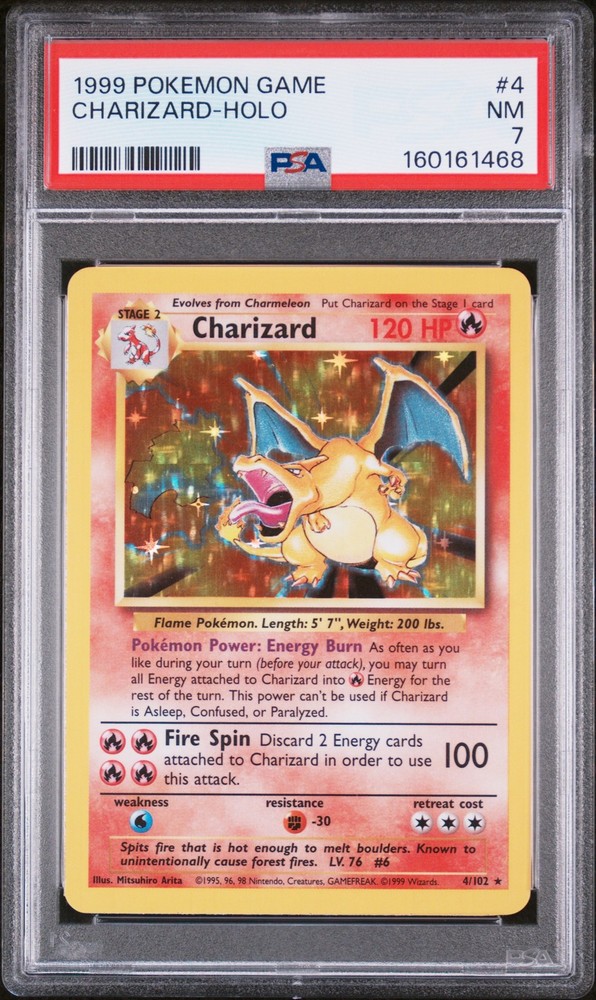 1999 POKEMON BASE SET UNLIMITED #4 CHARIZARD-HOLO PSA 7