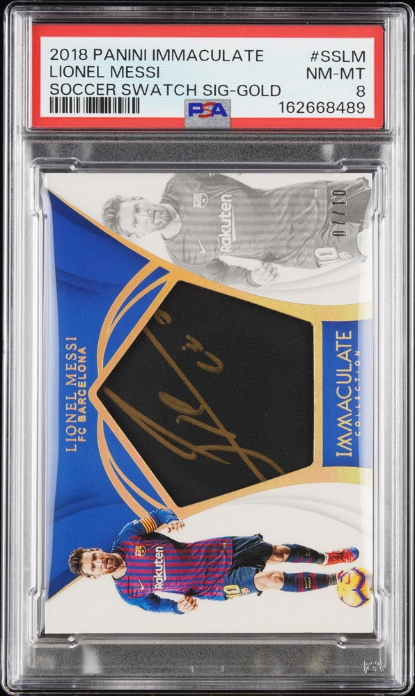 2018 PANINI IMMACULATE SOCCER SWATCH SIGNATURES LIONEL MESSI 7/10 PSA 8 AUTO