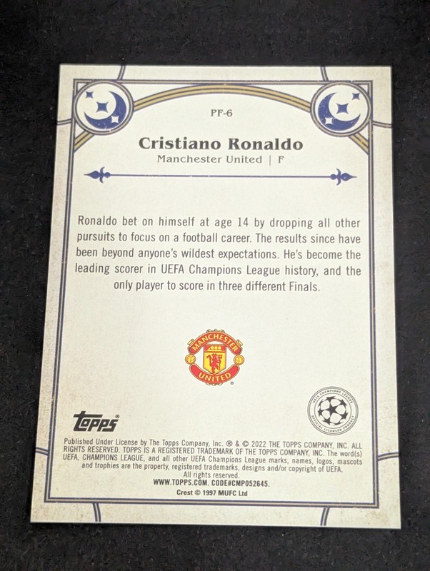 Topps 2021-22 Merlin Chrome Prophecy Fulfilled Cristiano Ronaldo #PF-6 Man Utd view 2