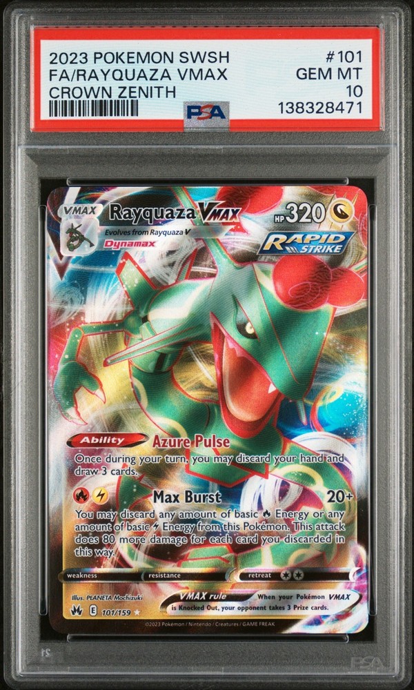 2023 Pokemon Crown Zenith Rayquaza VMAX 101/159 PSA 10