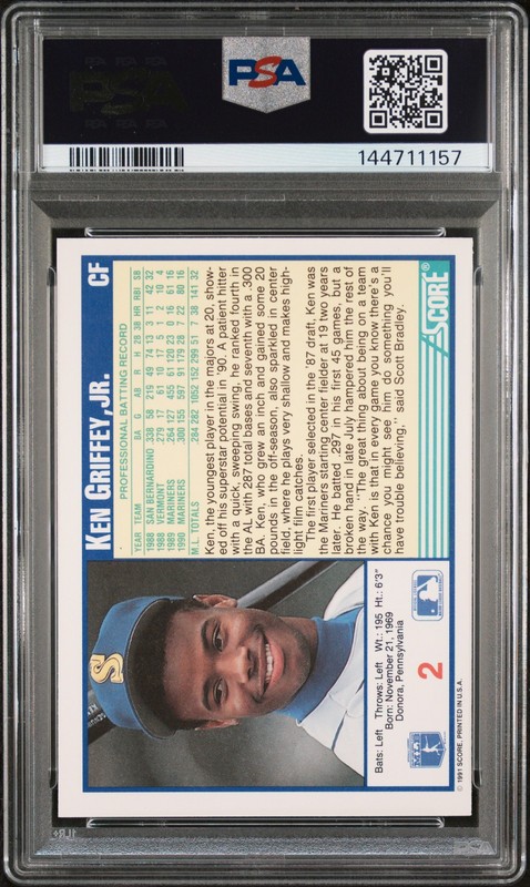 1991 SCORE #2 KEN GRIFFEY JR. PSA 10 view 2