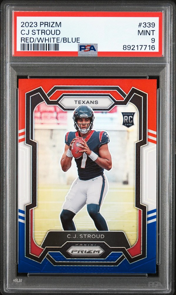 CJ Stroud 2023 Prizm Red White Blue Prizm Rookie RC Houston Texans PSA 9