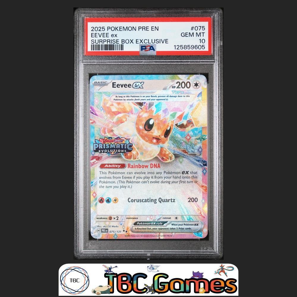 Eevee ex Pokemon Prismatic Evolutions #075 Surprise Box PSA 10