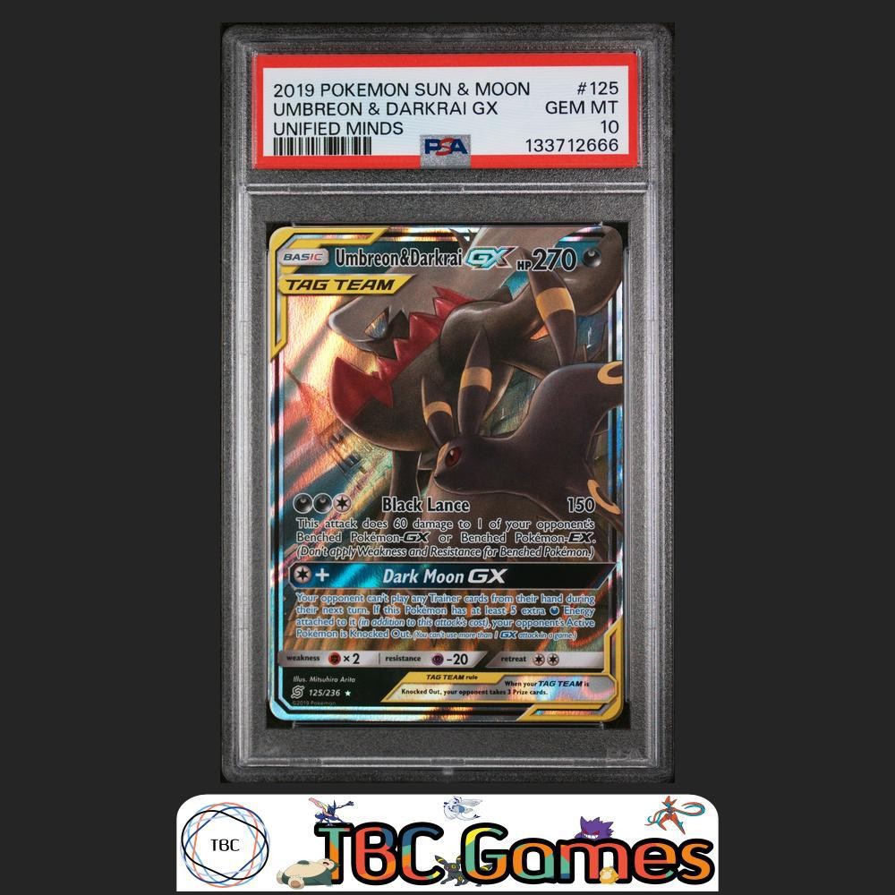 Umbreon & Darkrai GX Pokemon Unified Minds #125 PSA 10