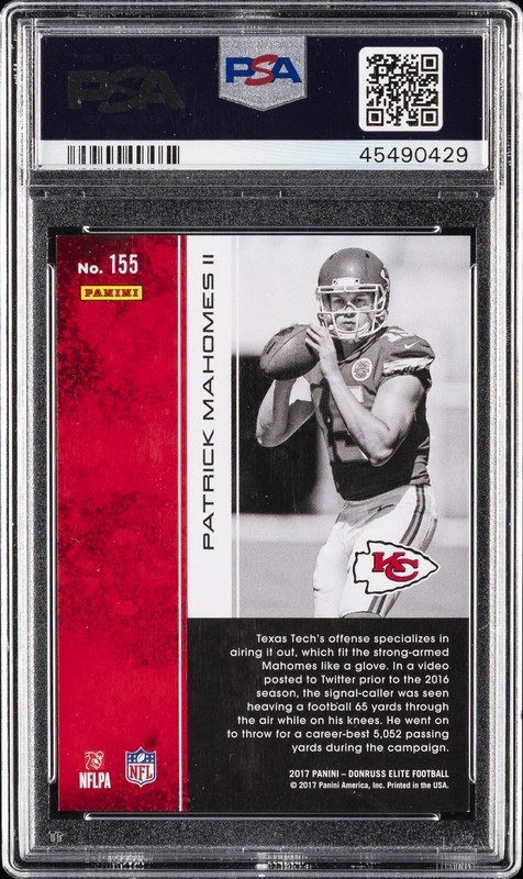 2017 PANINI DONRUSS ELITE #155 PATRICK MAHOMES II ROOKIE RC /499 PSA 9 view 2