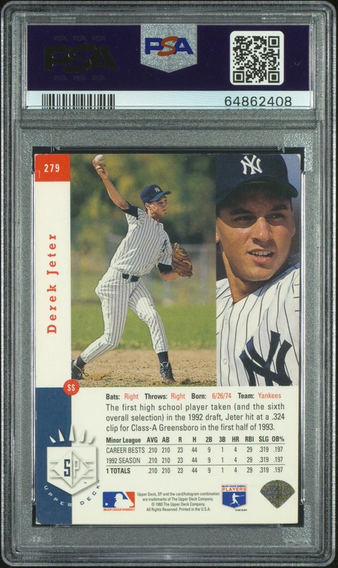 Derek Jeter 1993 SP Foil Rookie RC New York Yankees #279 PSA 4 view 2