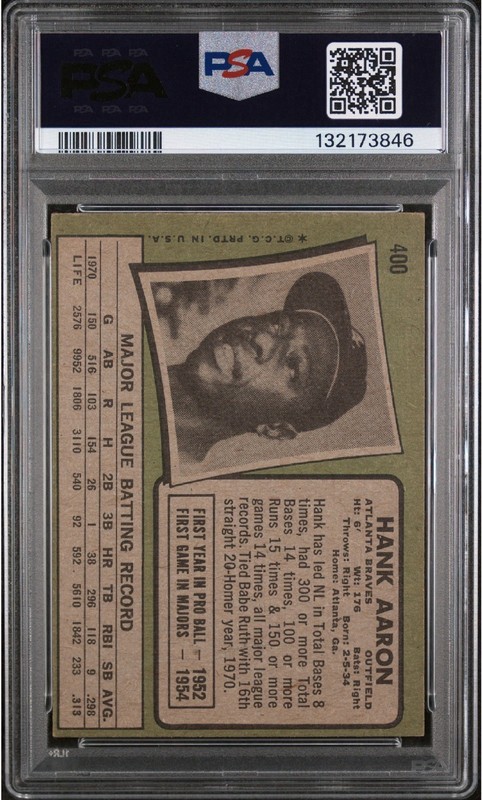 1971 HANK AARON PSA 4 VG-EX New grade Beautiful Card Free shipping view 2
