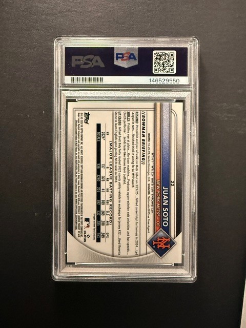 2025 Bowman Chrome #22 Juan Soto PSA 10 view 2