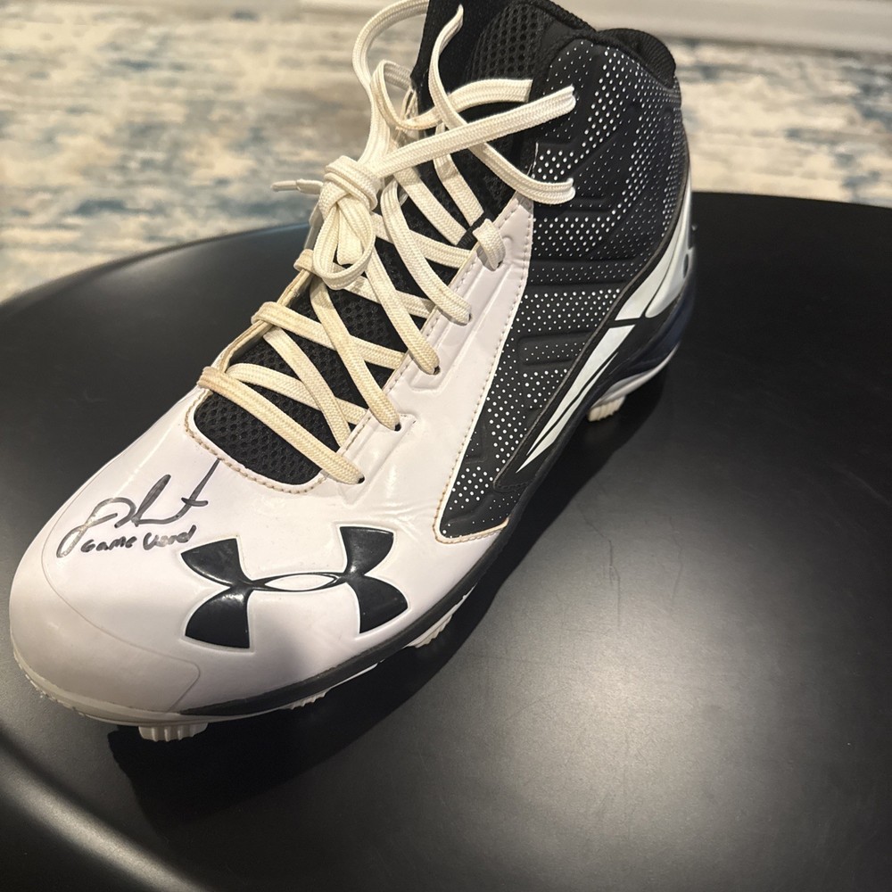 Under Armour Auto JD MARTINEZ Game Used Baseball Cleat White/Black Steiner CERT!