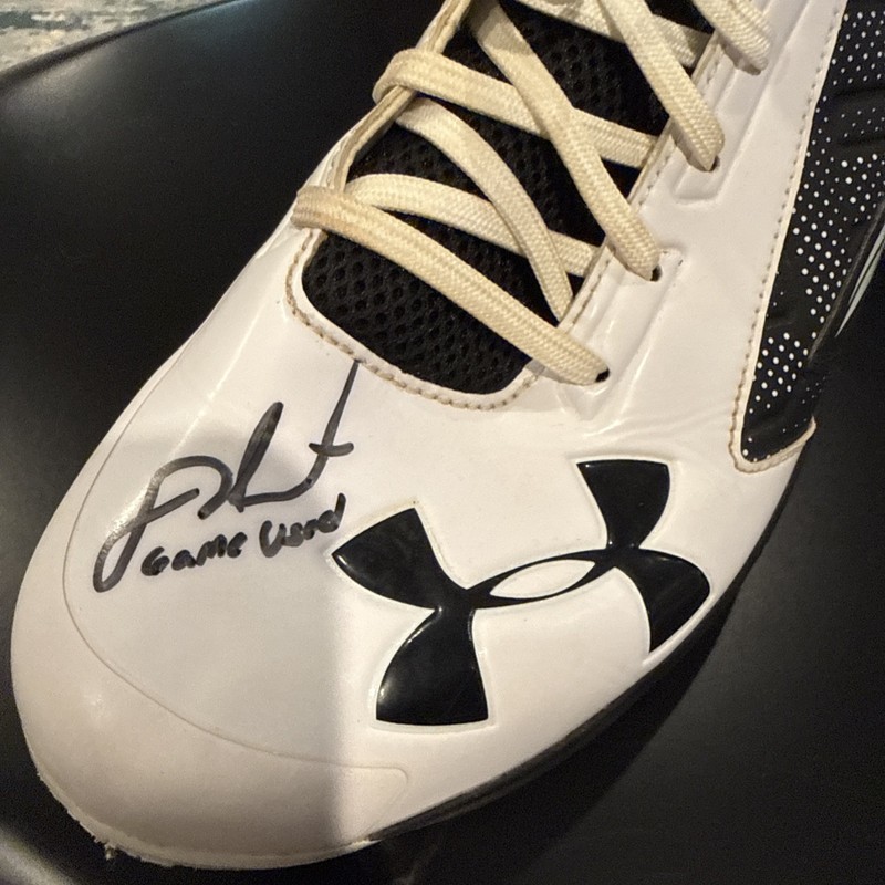 Under Armour Auto JD MARTINEZ Game Used Baseball Cleat White/Black Steiner CERT! view 2