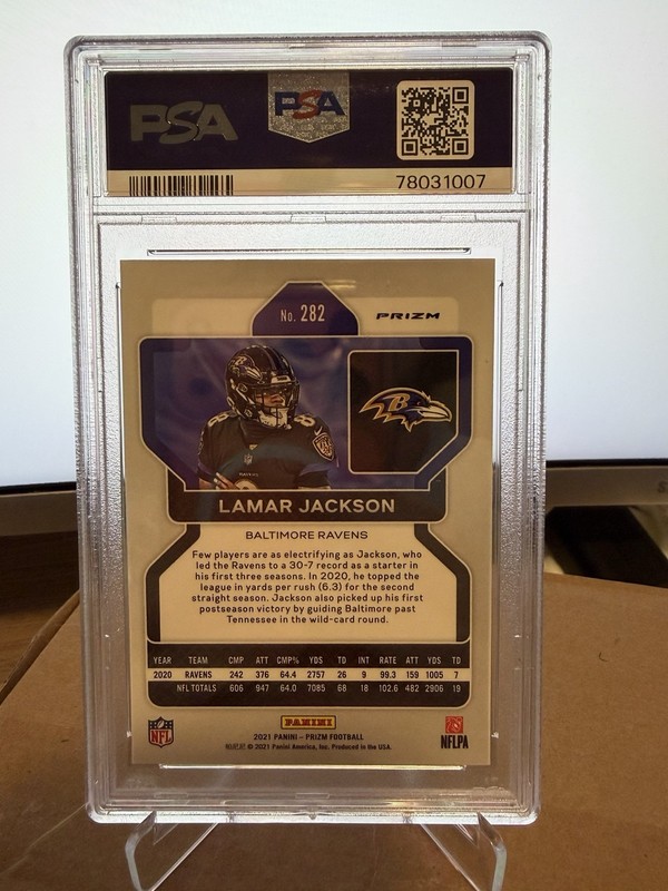 2021 Prizm Lamar Jackson Neon Green Pulsar PSA 10 view 2