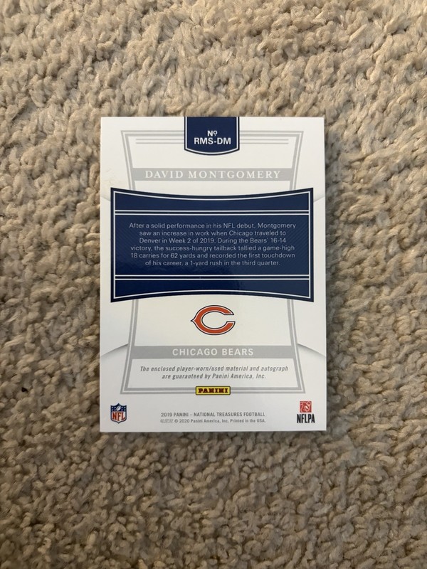 2019 Panini National Treasures -  David Montgomery Rookie Patch Auto Gold /10 view 2