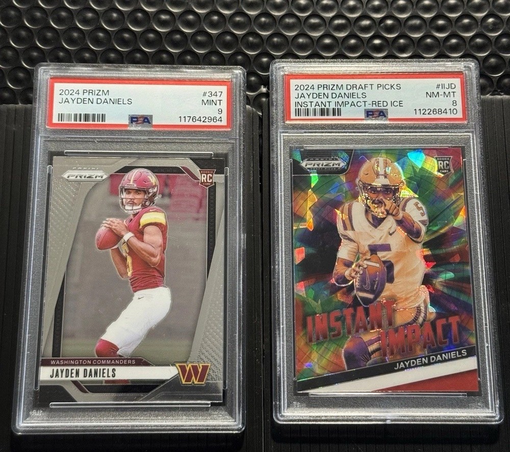 2024 Prizm Jayden Daniels RC Psa 9 + Prizm Draft Picks Psa 8