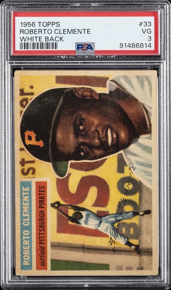 1956 TOPPS WHITE BACK #33 ROBERTO CLEMENTE PSA 3