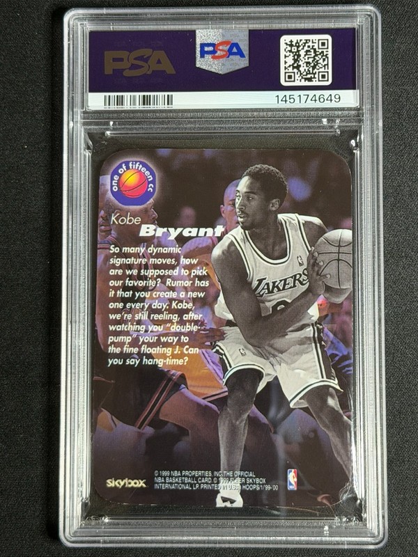 1999 NBA Hoops Calling Card Kobe Bryant #1 PSA 9 MINT Lakers NEW LABEL INSERT SP view 2