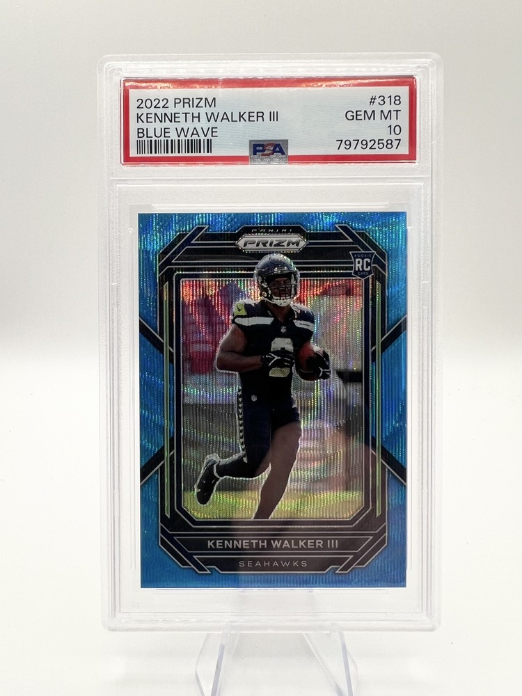 2022 Panini Prizm Rookies Kenneth Walker III #318 Blue Wave Prizm 110/199 PSA 10