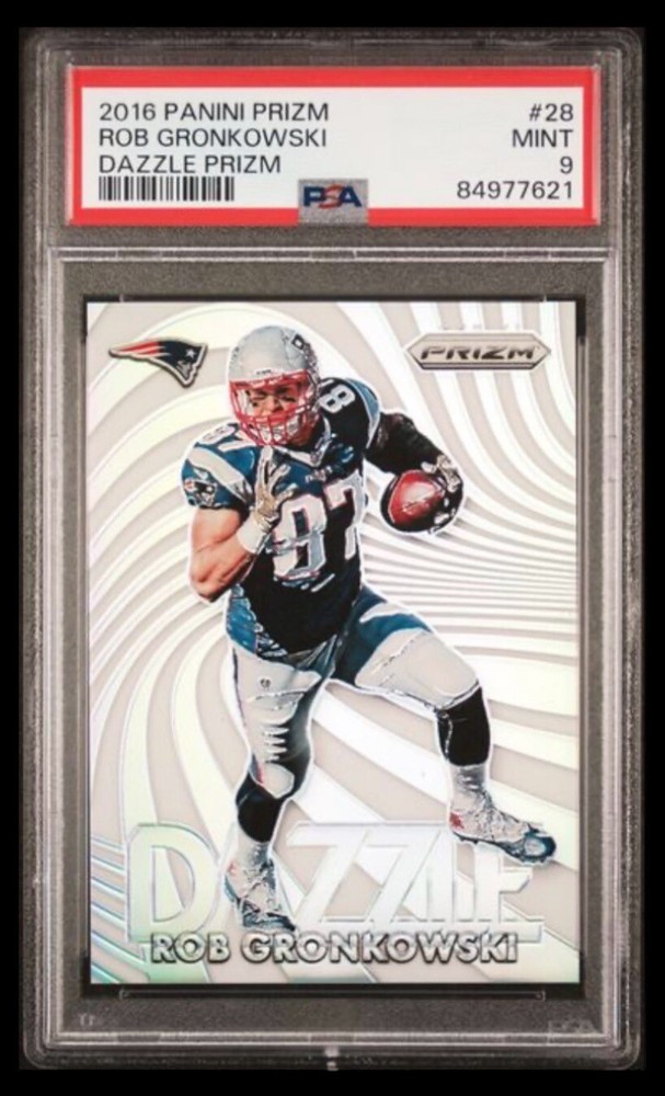 2016 panini prizm #28 rob gronkowski; dazzle SSP silver holo PSA 9  (CASE HIT)