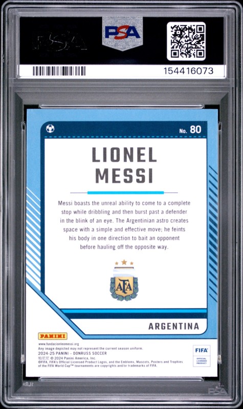 2024-25 PANINI DONRUSS FIFA SILVER #80 LIONEL MESSI PSA 10 view 2