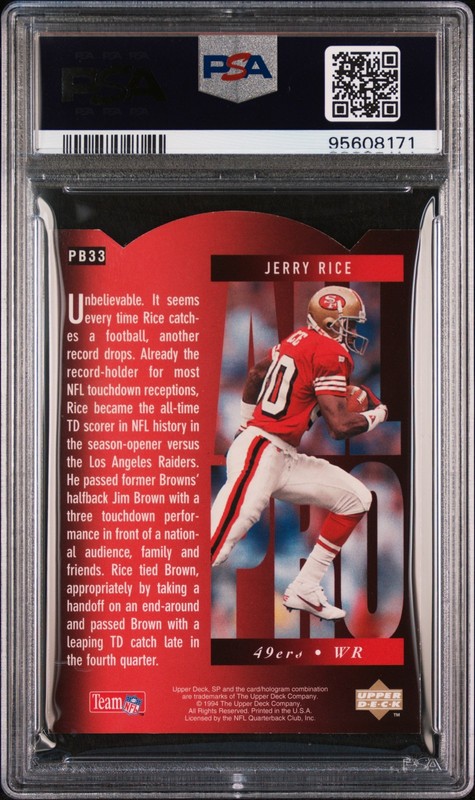 1994 SP ALL-PRO HOLOVIEWS DIE-CUT #PB33 JERRY RICE PSA 8 view 2
