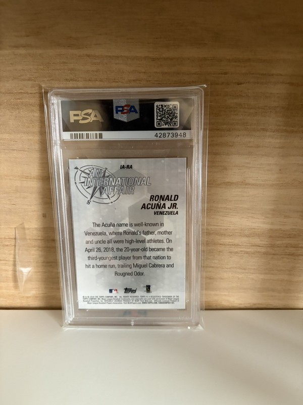 2018 Topps Chrome Update International Affair Ronald Acuna Jr. RC PSA 10 view 2