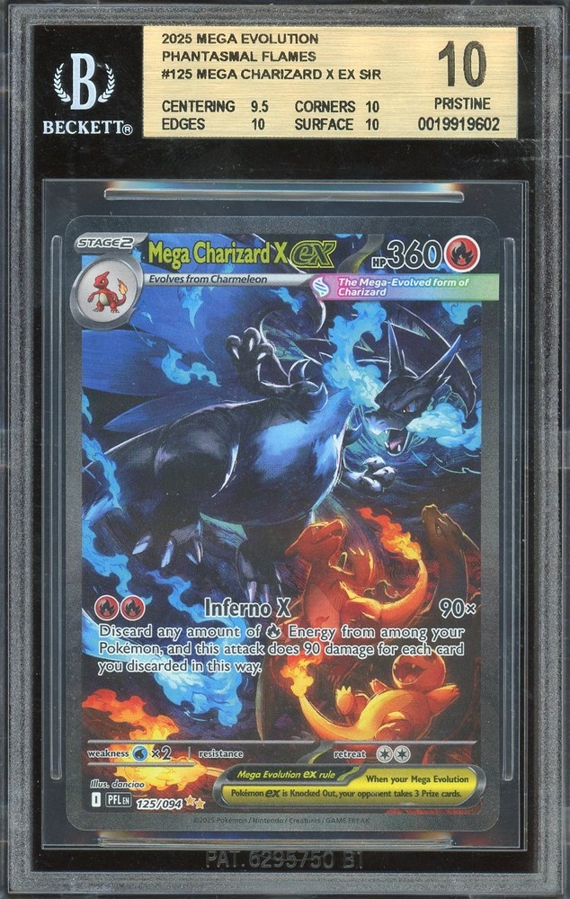 BGS 10 PRISTINE - Pokemon TCG ME Phantasmal Flames #125 Mega Charizard X ex SIR 