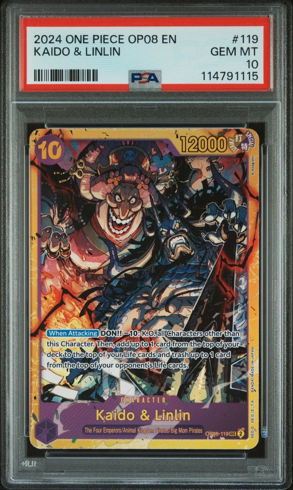 2024 ONE PIECE OP08-TWO LEGENDS #119 KAIDO & LINLIN PSA 10